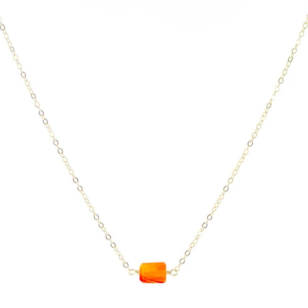 Elegant Gold Necklace with Orange Pendant